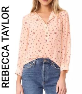 Rebecca Taylor Long Sleeve Mia Floral Top in Ballet Pink Sz 2/XS-S